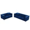 2-Piece Modern Rectangle Velvet Tufted Top Bar Table Set Sofa Blue with 4 Pillows by Unbranded -Boraam Sales Store blue unbranded living room sets cuus00012 64 1000