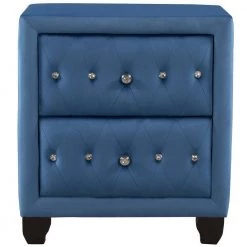 2-Drawer Bedroom Upholstery Blue Nightstand 25 in. W x 15.9 in. D x 27.9 in. H by Unbranded -Boraam Sales Store blue unbranded nightstands am902c 19 44 1000