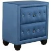 2-Drawer Bedroom Upholstery Blue Nightstand 25 in. W x 15.9 in. D x 27.9 in. H by Unbranded -Boraam Sales Store blue unbranded nightstands am902c 19 64 1000