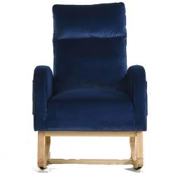 27.6 in. W Blue Arm Rocking Chair Modern Accent High Backrest Living Room Lounge, 2 Side Pocket by Unbranded