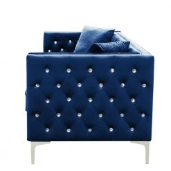 82.3 in. W 3-Seat Modern Square Arm Velvet Straight Tufted Sofa in Blue With 2-Pillows by Unbranded -Boraam Sales Store blue unbranded sofas couches cuus00010 c3 1000