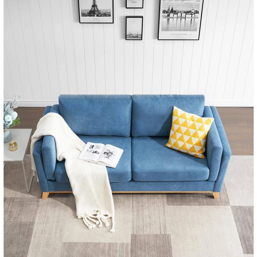 72.44 in. W Square Arm Modern and Comfortable Blue Chenille Fabric Straight Sofa with Soft Cushion in Blue by Unbranded 5 72.44 in. W Square Arm Modern and Comfortable Blue Chenille Fabric Straight Sofa with Soft Cushion in Blue by Unbranded - Image 3