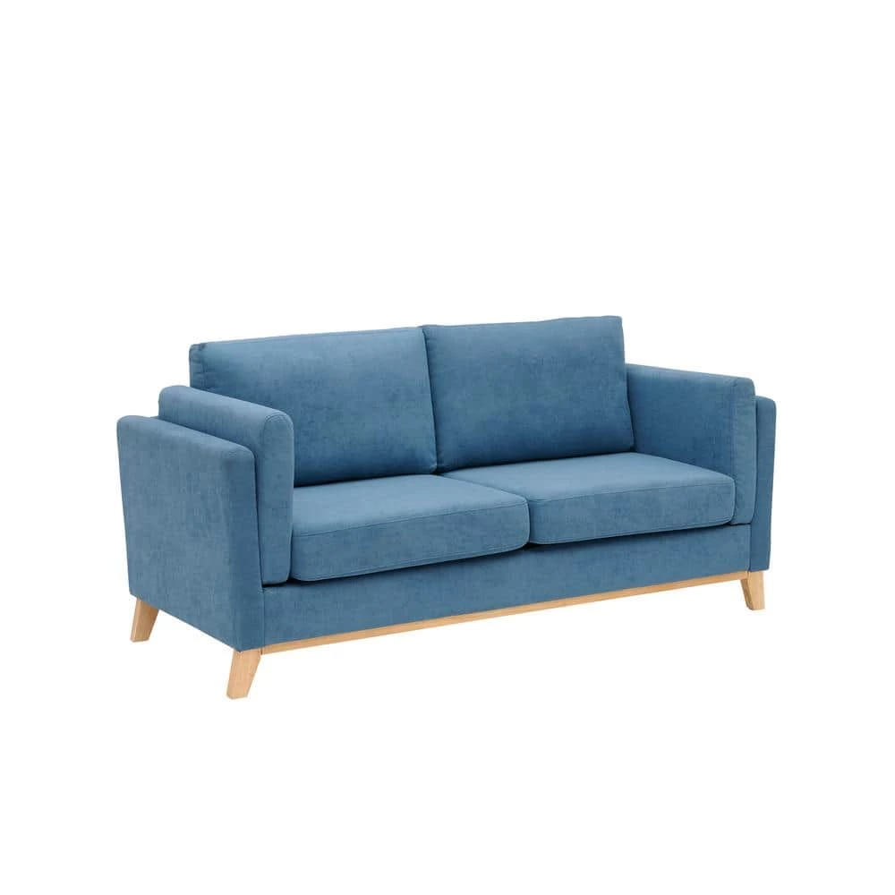 72.44 in. W Square Arm Modern and Comfortable Blue Chenille Fabric Straight Sofa with Soft Cushion in Blue by Unbranded 3 72.44 in. W Square Arm Modern and Comfortable Blue Chenille Fabric Straight Sofa with Soft Cushion in Blue by Unbranded