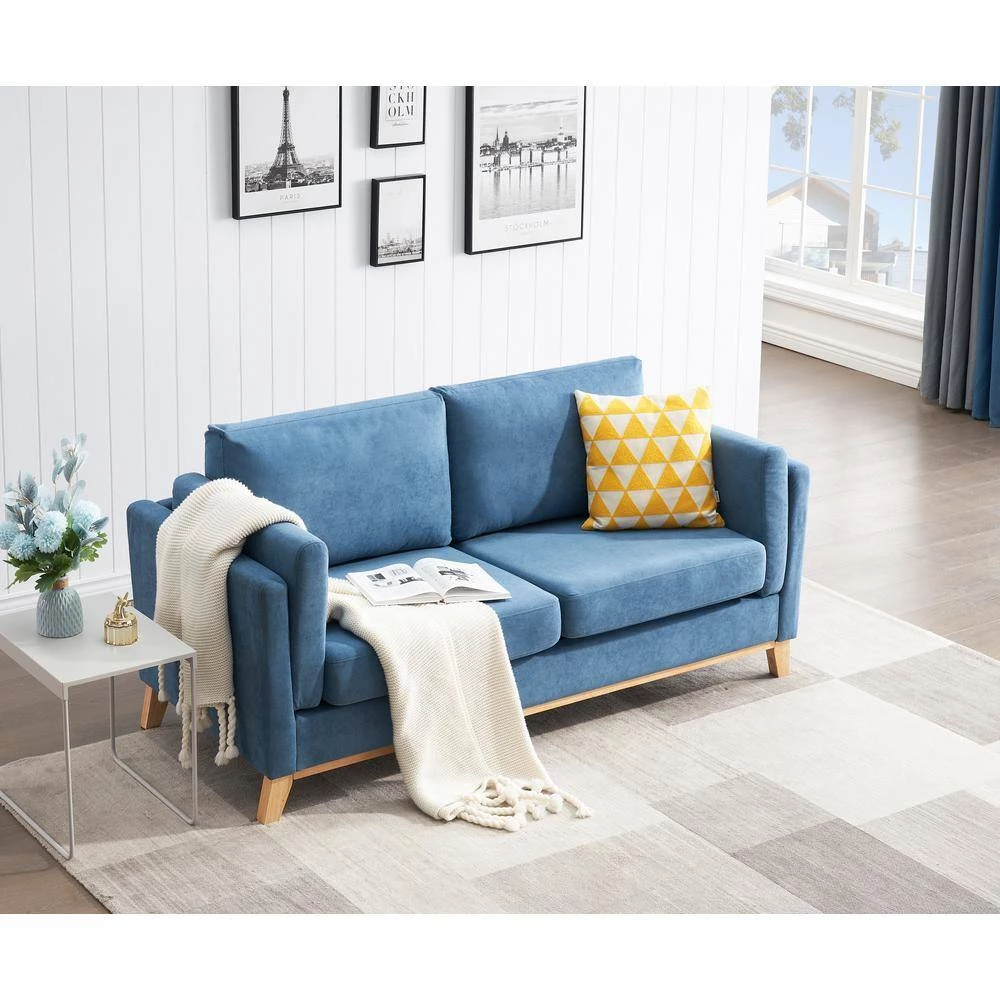 72.44 in. W Square Arm Modern and Comfortable Blue Chenille Fabric Straight Sofa with Soft Cushion in Blue by Unbranded 13 72.44 in. W Square Arm Modern and Comfortable Blue Chenille Fabric Straight Sofa with Soft Cushion in Blue by Unbranded - Image 11