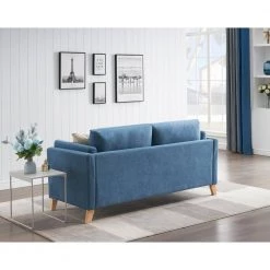 72.44 in. W Square Arm Modern and Comfortable Blue Chenille Fabric Straight Sofa with Soft Cushion in Blue by Unbranded 24 72.44 in. W Square Arm Modern and Comfortable Blue Chenille Fabric Straight Sofa with Soft Cushion in Blue by Unbranded -Boraam Sales Store blue unbranded sofas couches ec sfb 8171 fa 1000