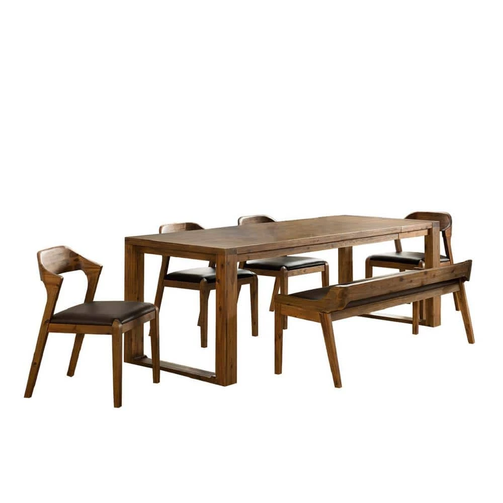 Rasmus 6-Piece Rectangular Chestnut Wire-Brush Acacia Wood Dining Set by Boraam 3 Rasmus 6-Piece Rectangular Chestnut Wire-Brush Acacia Wood Dining Set by Boraam