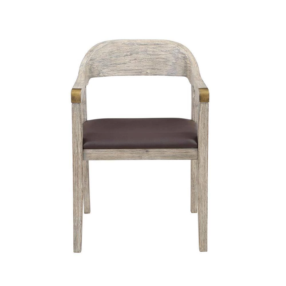 Montana Brown Faux Leather and Wood Dining Arm Chair by Boraam 6 Montana Brown Faux Leather and Wood Dining Arm Chair by Boraam - Image 4