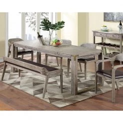 Montana 6pc Rectangular Extension Dining Set by Boraam -Boraam Sales Store brown light barnwood wire brush boraam dining room sets 77525 31 1000