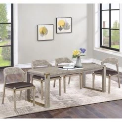 Montana 5pc Rectangular Extension Dining Set by Boraam -Boraam Sales Store brown light barnwood wire brush boraam dining room sets 77526 31 1000