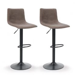 33 in. Adjustable Brown Low Back Metal Frame 360 swivel Bar Stool (Set of 2) by Unbranded