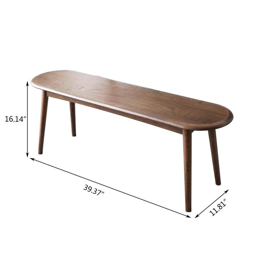 16.14 in. x 39.37 in. x 11.81 in. Brown Natural Oak Wood Dining Bench Bed Bench for Dining Room, Bedroom by Unbranded 5 16.14 in. x 39.37 in. x 11.81 in. Brown Natural Oak Wood Dining Bench Bed Bench for Dining Room, Bedroom by Unbranded - Image 3