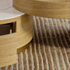 31.5 in. Brown Round Modern Nesting Coffee Table (Set of 2), White Sintered Stone Coffee Table Set Light Wood by Unbranded -Boraam Sales Store brown unbranded coffee tables gm h 433 4f 1000