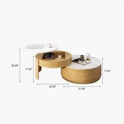 31.5 in. Brown Round Modern Nesting Coffee Table (Set of 2), White Sintered Stone Coffee Table Set Light Wood by Unbranded -Boraam Sales Store brown unbranded coffee tables gm h 433 c3 1000