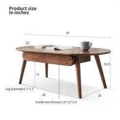 47.24 in. Brown Rectangle Low Table With Drawer 100% Solid Wood Top Plate Desk Coffee Table Study Table Work from Home by Unbranded -Boraam Sales Store brown unbranded coffee tables gm h 588 c3 1000