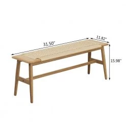 11.98 in. x 31.50 in.x 11.52 in. Brown Woven Design Natural Oak Wood Dining Bench Bed Bench for Dining Room by Unbranded 12 11.98 in. x 31.50 in.x 11.52 in. Brown Woven Design Natural Oak Wood Dining Bench Bed Bench for Dining Room by Unbranded -Boraam Sales Store brown unbranded dining benches gm h 620 c3 1000