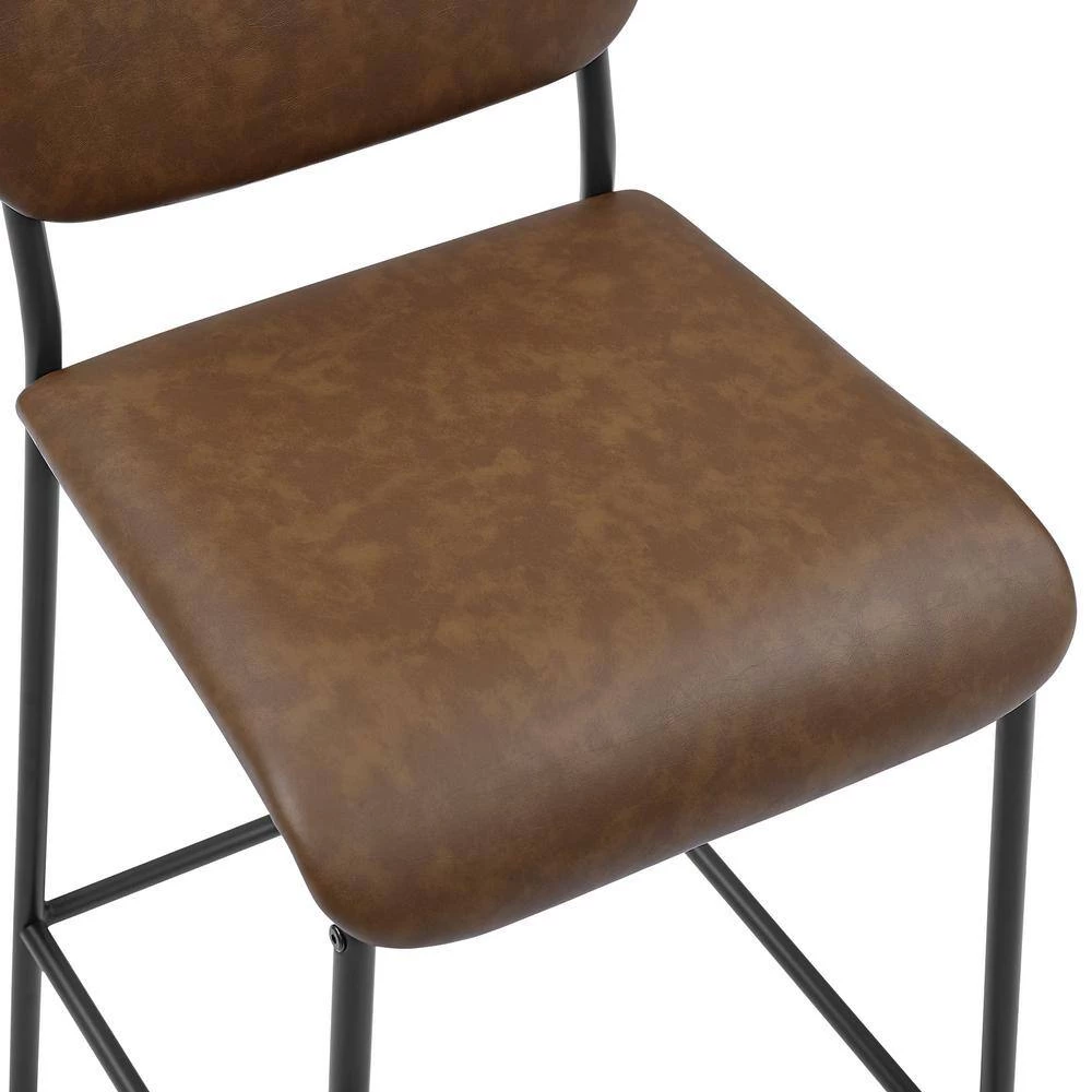 38.5 in. Metal Brown Pu Faux Leather Bar Stool Set of 2 by Unbranded 8 38.5 in. Metal Brown Pu Faux Leather Bar Stool Set of 2 by Unbranded - Image 6