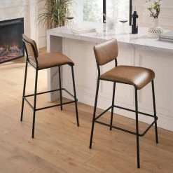 38.5 in. Metal Brown Pu Faux Leather Bar Stool Set of 2 by Unbranded 21 38.5 in. Metal Brown Pu Faux Leather Bar Stool Set of 2 by Unbranded -Boraam Sales Store brown unbranded home bars s815 sto brown 31 1000