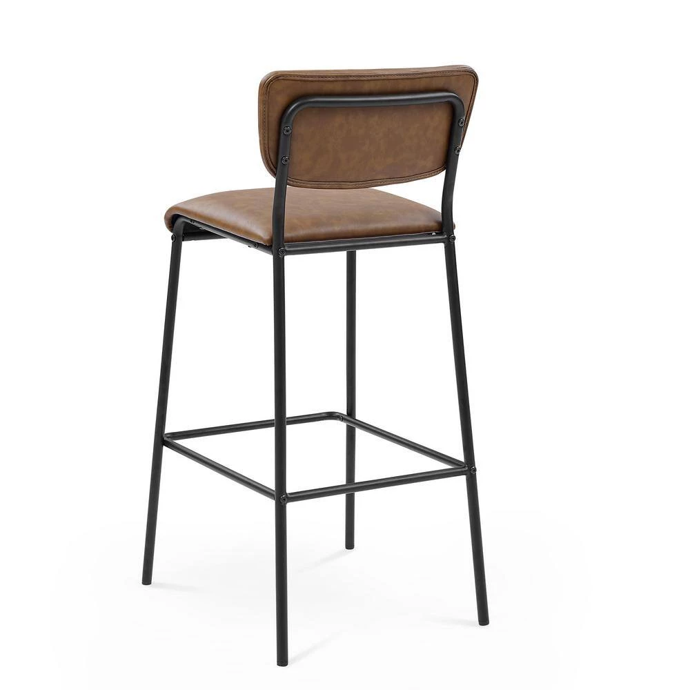 38.5 in. Metal Brown Pu Faux Leather Bar Stool Set of 2 by Unbranded 7 38.5 in. Metal Brown Pu Faux Leather Bar Stool Set of 2 by Unbranded - Image 5