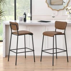 38.5 in. Metal Brown Pu Faux Leather Bar Stool Set of 2 by Unbranded 14 38.5 in. Metal Brown Pu Faux Leather Bar Stool Set of 2 by Unbranded -Boraam Sales Store brown unbranded home bars s815 sto brown 66 1000