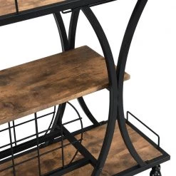 Industrial Kitchen Serving Cart for with Wheels 3 -Tier Storage Shelves in Brown by Unbranded -Boraam Sales Store brown unbranded kitchen carts aybszhd538 1f 1000