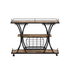 Industrial Kitchen Serving Cart for with Wheels 3 -Tier Storage Shelves in Brown by Unbranded