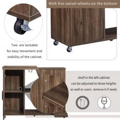 Particle Board Brown Kitchen Island Cart with Adjustable Shelf and Wine Holder by Unbranded -Boraam Sales Store brown unbranded kitchen carts aybszhd611 66 1000