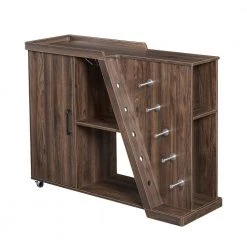 Particle Board Brown Kitchen Island Cart with Adjustable Shelf and Wine Holder by Unbranded -Boraam Sales Store brown unbranded kitchen carts aybszhd611 c3 1000