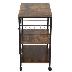 Brown and Frosted Black Kitchen Cart with 3-Tier Storage Space by Unbranded -Boraam Sales Store brown unbranded kitchen carts aybszhd691 1f 1000