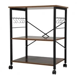 Brown and Frosted Black Kitchen Cart with 3-Tier Storage Space by Unbranded -Boraam Sales Store brown unbranded kitchen carts aybszhd691 4f 1000