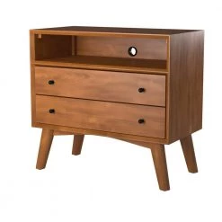 Flynn 2-Drawer Acorn Brown Large Nightstand (26 in. H x 28 in. W x 15 in. D) by Unbranded
