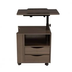 18.31 in. x 23.62 in. x 15.75 in. 2-Drawer Brown Height Adjustable Overbed End Table Wooden Nightstand by Unbranded
