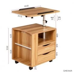 18.31 in. x 23.62 in. x 15.75 in. 2-Drawer Brown Height Adjustable Overbed End Table Wooden Nightstand by Unbranded 11 18.31 in. x 23.62 in. x 15.75 in. 2-Drawer Brown Height Adjustable Overbed End Table Wooden Nightstand by Unbranded -Boraam Sales Store brown unbranded nightstands gm h 663 c3 1000