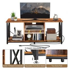Wood 65 in. TV Stand and Entertainment Center with 4-Socket Plug-In Station by Unbranded -Boraam Sales Store brown unbranded tv stands b09fpckfwd c3 1000