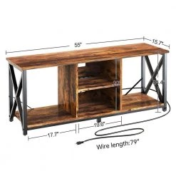 Wood 65 in. TV Stand and Entertainment Center with 4-Socket Plug-In Station by Unbranded -Boraam Sales Store brown unbranded tv stands b09fpckfwd fa 1000