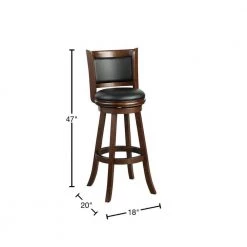 Augusta 47 in. Cappuccino High Back Wood 34 in. Swivel Bar Stool with Faux Leather Seat by Boraam -Boraam Sales Store cappuccino boraam bar stools 48834 40 1000