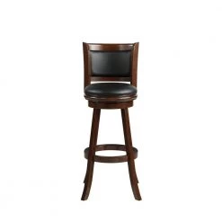 Augusta 47 in. Cappuccino High Back Wood 34 in. Swivel Bar Stool with Faux Leather Seat by Boraam