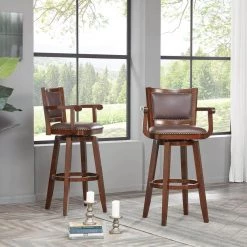 Broadmoor 34 in. Cappuccino Wood Swivel Extra Tall Barstool by Boraam -Boraam Sales Store cappuccino boraam bar stools 51834 1f 1000