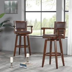 Broadmoor 34 in. Cappuccino Wood Swivel Extra Tall Barstool by Boraam -Boraam Sales Store cappuccino boraam bar stools 51834 31 1000