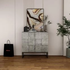 Cement Gray Particle Board File Cabinet with Adjustable Shelf and Metal Frame Home Office 2-Door Large Storage Cabinet by Unbranded -Boraam Sales Store cement gray unbranded file cabinets camygy gi49642w688 cabinet01 31 1000