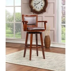 Broadmoor 60 in. H Cherry Wood 34 in. Barstool with Arms by Boraam -Boraam Sales Store cherry boraam bar stools 51934 31 1000