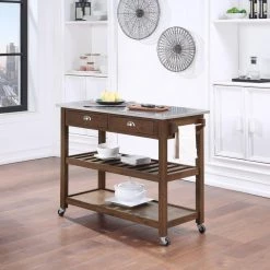 Sonoma Chestnut Wire-Brush Kitchen Cart by Boraam 19 Sonoma Chestnut Wire-Brush Kitchen Cart by Boraam -Boraam Sales Store chestnut wire brush boraam bar carts 98521 31 1000