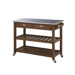 Sonoma Chestnut Wire-Brush Kitchen Cart by Boraam