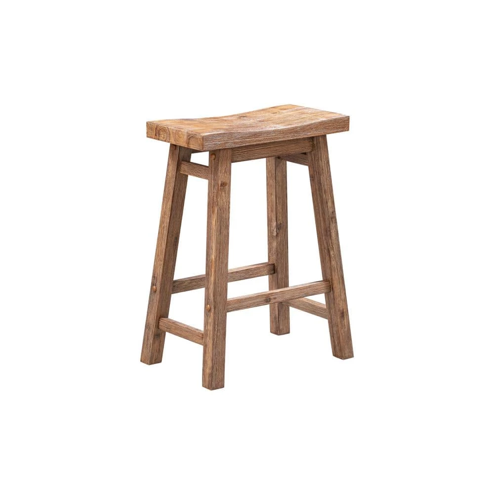 24 in. Sonoma Saddle Backless Wood Counter Stool - Barnwood Wire-Brush (Set of 2) by Boraam 6 24 in. Sonoma Saddle Backless Wood Counter Stool - Barnwood Wire-Brush (Set of 2) by Boraam - Image 4