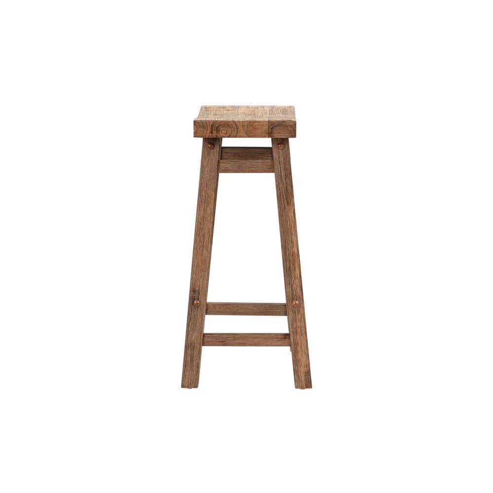 24 in. Sonoma Saddle Backless Wood Counter Stool - Barnwood Wire-Brush (Set of 2) by Boraam 4 24 in. Sonoma Saddle Backless Wood Counter Stool - Barnwood Wire-Brush (Set of 2) by Boraam - Image 2