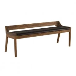 Rasmus Chestnut Wire-Brush Wood Dining Bench with Cushion 22 in. H x 59.5 in. W x 19 in. D by Boraam