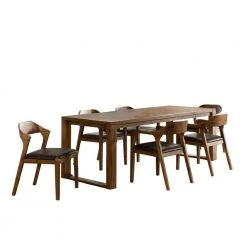 Rasmus 7-Piece Rectangular Chestnut Wire-Brush Acacia Wood Dining Set by Boraam