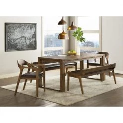Rasmus 5-Piece Rectangular Chestnut Wire-Brush Acacia Wood Dining Set by Boraam -Boraam Sales Store chestnut wire brush boraam dining room sets 77344 31 1000