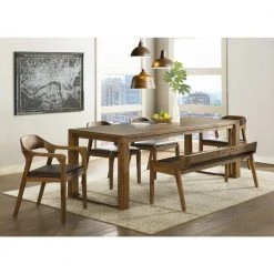Rasmus 6-Piece Rectangular Chestnut Wire-Brush Acacia Wood Dining Set by Boraam -Boraam Sales Store chestnut wire brush boraam dining room sets 77345 31 1000