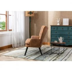 Coffee High Back Accent Chair Comfortable Loveseat Fabric Padded Seat Modern High Back Arm-sofa by Unbranded 15 Coffee High Back Accent Chair Comfortable Loveseat Fabric Padded Seat Modern High Back Arm-sofa by Unbranded -Boraam Sales Store coffee unbranded accent chairs gm h 304 44 1000