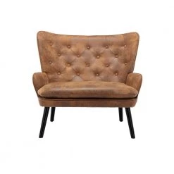 Coffee High Back Accent Chair Comfortable Loveseat Fabric Padded Seat Modern High Back Arm-sofa by Unbranded